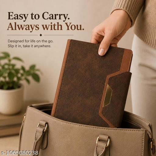 Brown A5 Premium Diary Notebook 192 Pages With Two Tone Cover Magnetic Closure And Ribbon Bookmark - My Health Plan