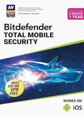Bitdefender 3 Device, 1 Year - Total Mobile Security | Android & iOS - My Health Plan